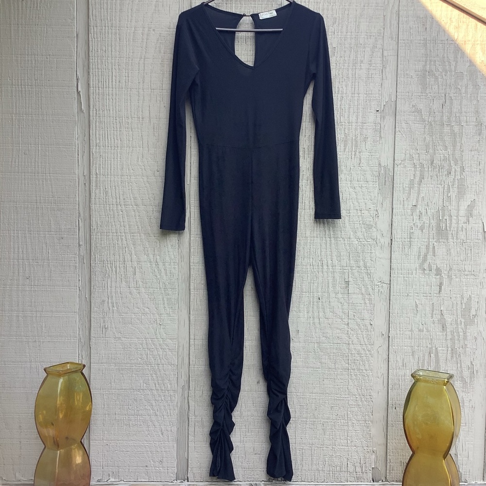 Black Long Sleeve Scrunch Leg Jumpsuit